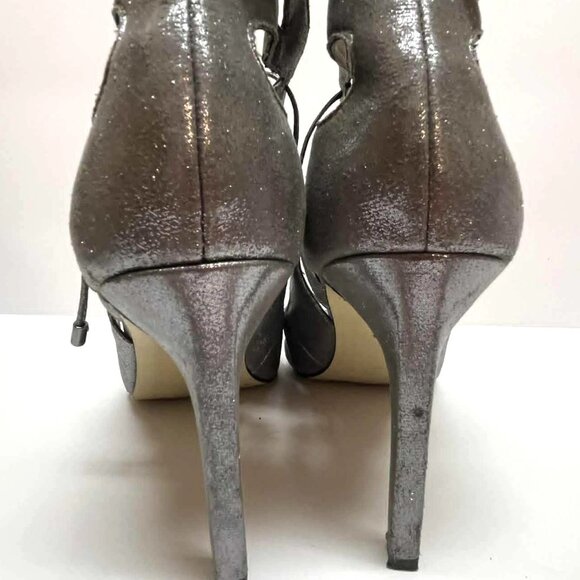 BCBGeneration Chierra Silver Pewter Cut Out Peep Toe Heels 10 - Picture 11 of 13